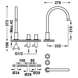 Grifo bimando de repisa para lavabo