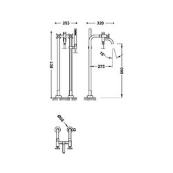 Grifo bimando de suelo para bañera y ducha Mont Blanc