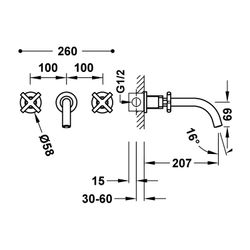 Grifo bimando empotrado para lavabo