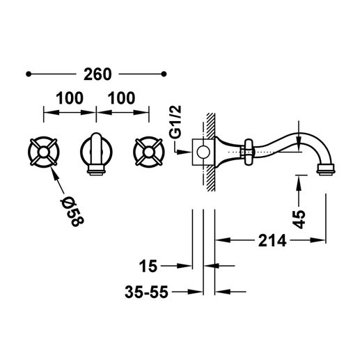 Grifo bimando empotrado para lavabo