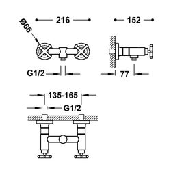 Grifo bimando mural para ducha Mont Blanc