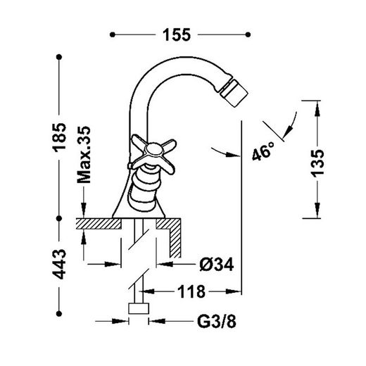 Grifo bimando para bidé Tres-Clasic