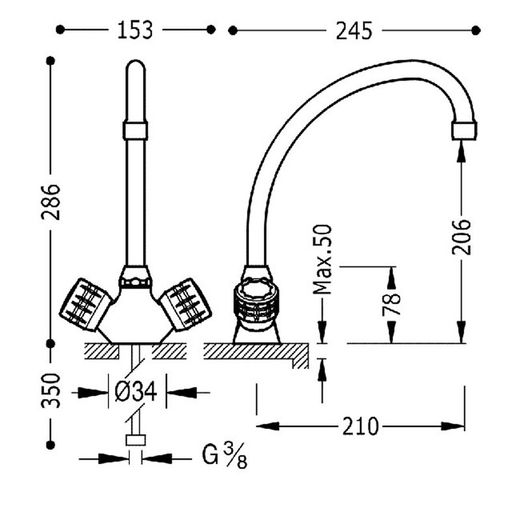Grifo bimando para cocina
