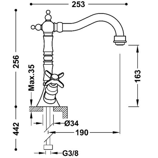 Grifo bimando para lavabo Tres-Clasic