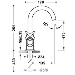 Grifo bimando para lavabo