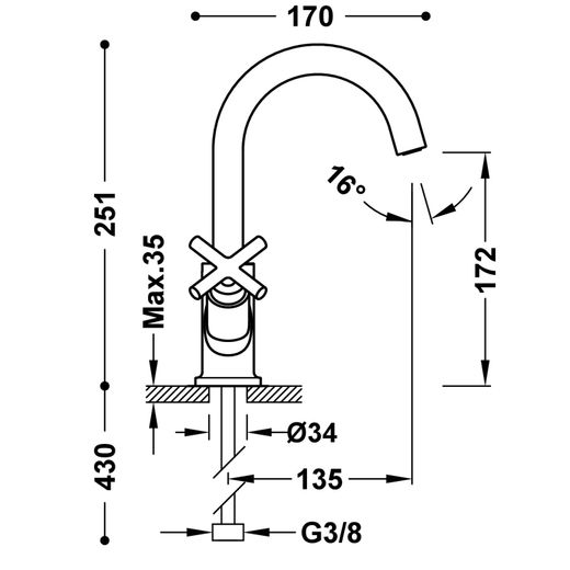 Grifo bimando para lavabo