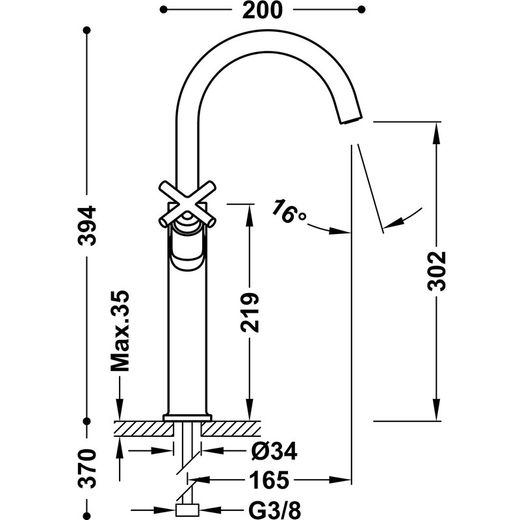 Grifo bimando XXL para lavabo Mont Blanc