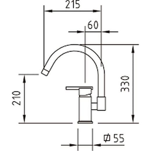 Grifo cromado de cocina vertical