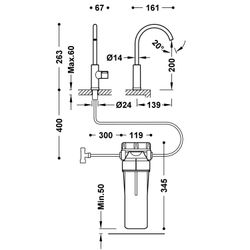 Grifo de 1 agua para cocina, para agua filtrada