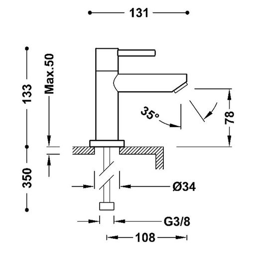 Grifo de 1 agua para lavabo Base-Tres