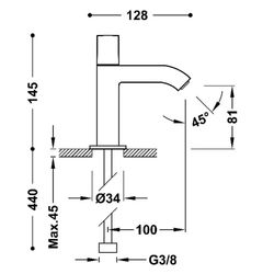 Grifo de 1 agua para lavabo Cuadro