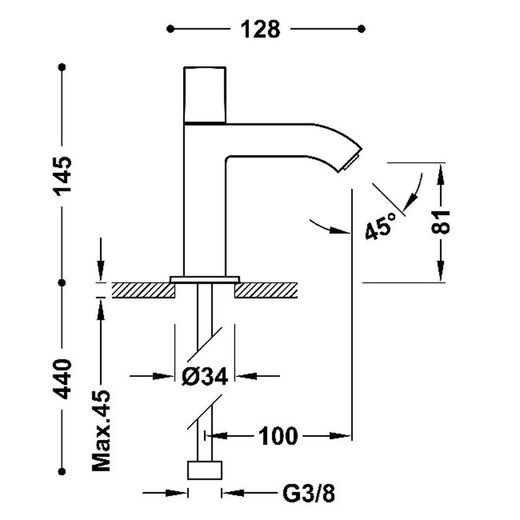 Grifo de 1 agua para lavabo Cuadro