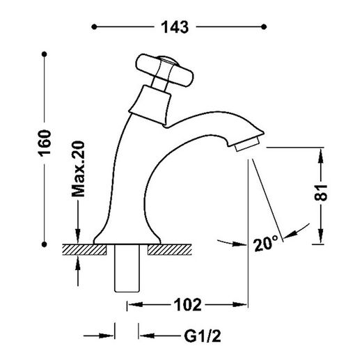 Grifo de 1 agua para lavabo Tres-Clasic