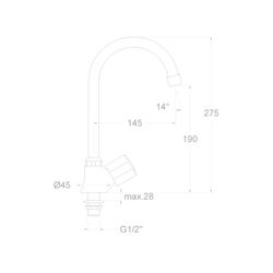 Grifo de fregadero modelo Eco, con caño alto giratorio de tubo de 1 agua caliente, cromado
