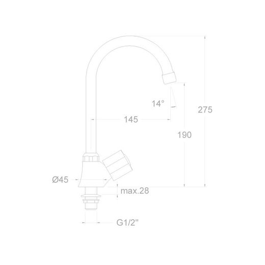 Grifo de fregadero modelo Eco, con caño alto giratorio de tubo de 1 agua fría, cromado