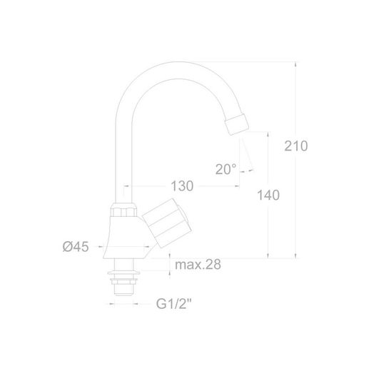 Grifo de fregadero modelo Eco, con caño giratorio de tubo de 1 agua caliente, cromado