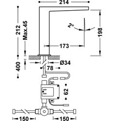 Grifo electrónico con sistema premezclador para lavabo