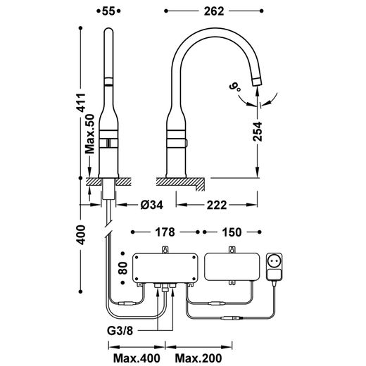Grifo electrónico para cocina