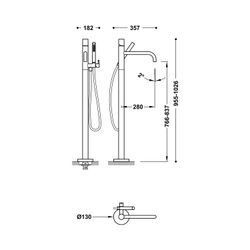 Grifo monomando a suelo para bañera y ducha