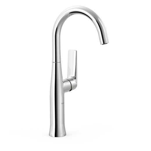 Grifo monomando alto con maneta lateral para lavabo