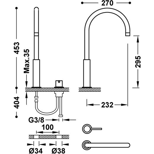 Grifo monomando alto de repisa para lavabo