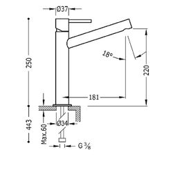 Grifo monomando alto para lavabo Max-Tres