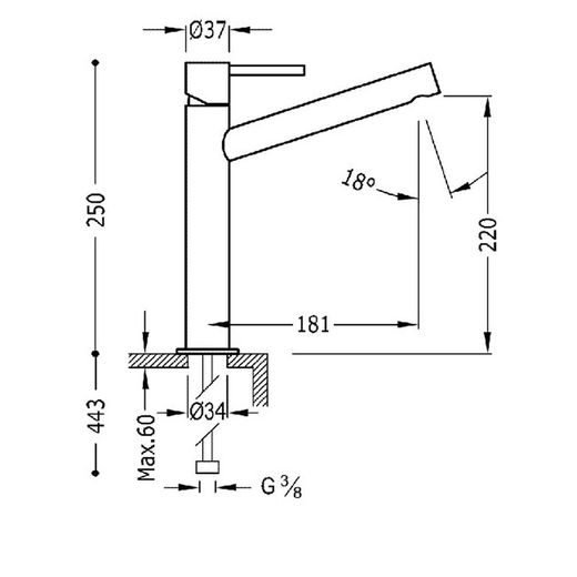 Grifo monomando alto para lavabo Max-Tres