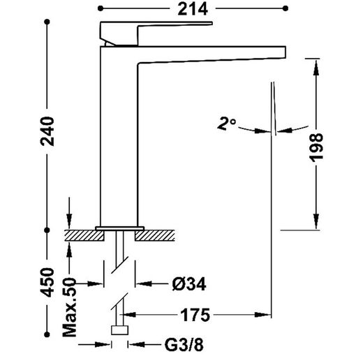 Grifo monomando alto para lavabo Slim Exclusive