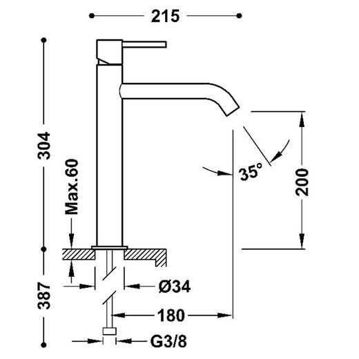 Grifo monomando alto para lavabo Study Exclusive