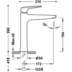 Grifo monomando alto para lavabo