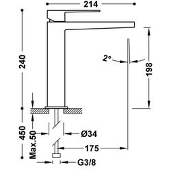 Grifo monomando alto para lavabo