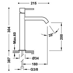 Grifo monomando alto para lavabo