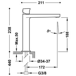 Grifo monomando alto para lavabo