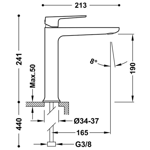 Grifo monomando alto para lavabo