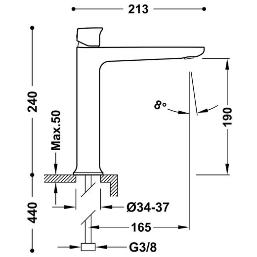 Grifo monomando alto para lavabo