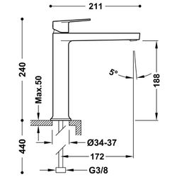 Grifo monomando alto para lavabo