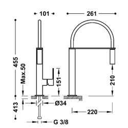 Grifo monomando con caño flexible para cocina