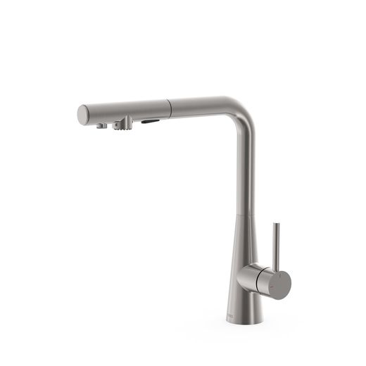 Grifo monomando de 2 vías con caño extraíble para cocina, para agua de red y filtrada