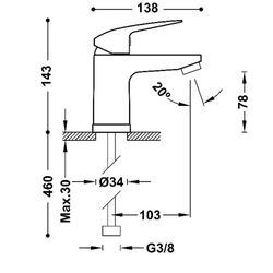 Grifo monomando ecoeficiente para lavabo Base-Tres Plus