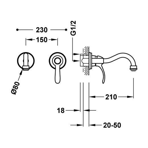 Grifo monomando empotrado para lavabo