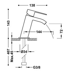 Grifo monomando inclinado para lavabo Cuadro