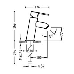 Grifo monomando inclinado para lavabo Lex-Alp