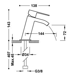 Grifo monomando inclinado para lavabo