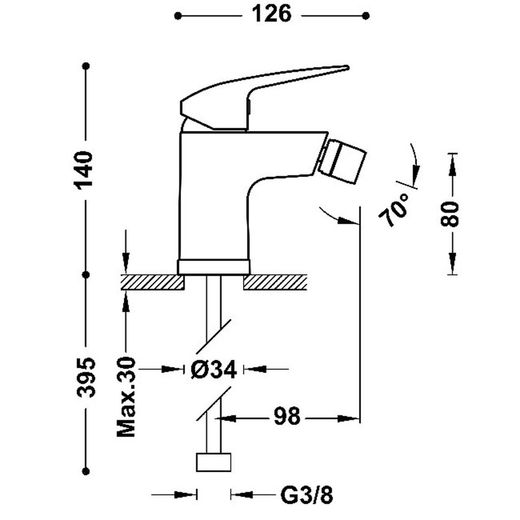 Grifo monomando para bidé Base-Tres Plus
