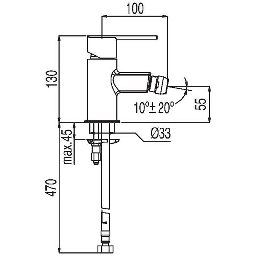 Grifo monomando para bidé con desagüe automático Lex-Alp