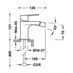 Grifo monomando para bidé con desagüe automático y rótula orientable