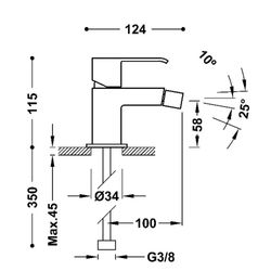 Grifo monomando para bidé Cuadro