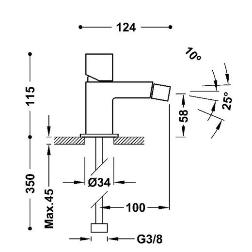 Grifo monomando para bidé Cuadro