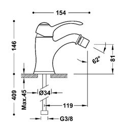Grifo monomando para bidé Tres-Clasic