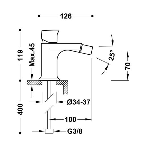 Grifo monomando para bidé con rótula orientable